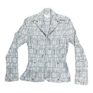 St. John Collection Women's Tweed Blazer Jacket Size 4 Belted Back Slimming Fit